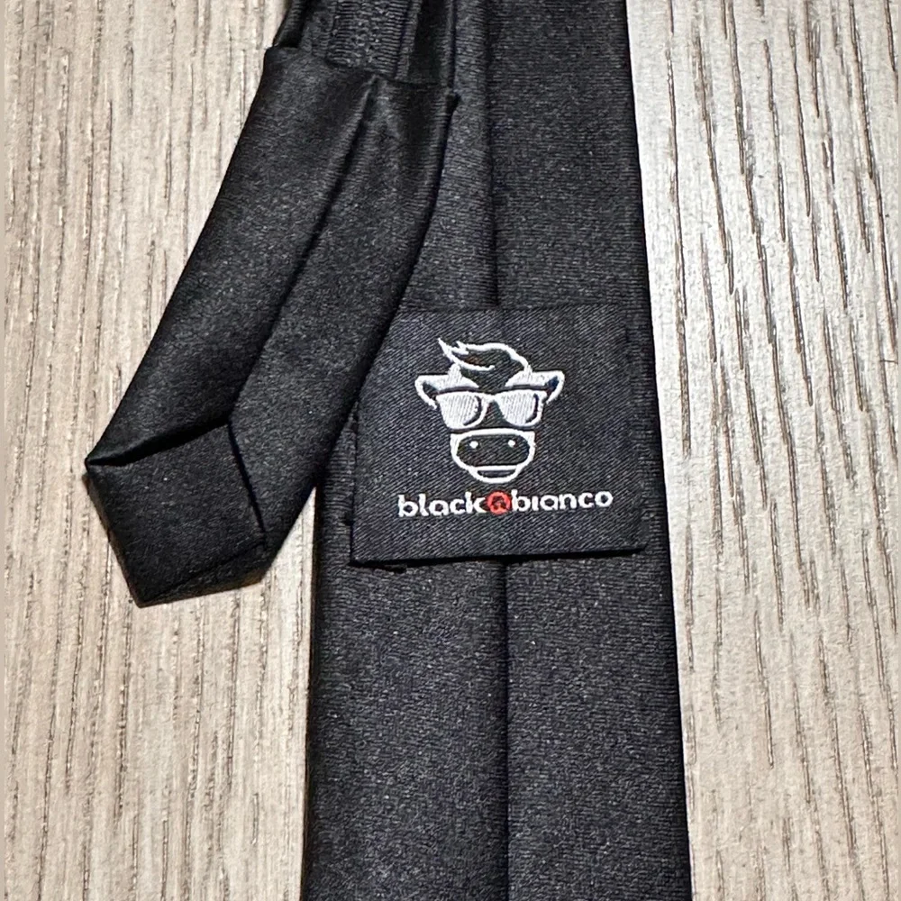 Black N Bianco Slim Black Neck Tie - Classic Solid (2” wide)